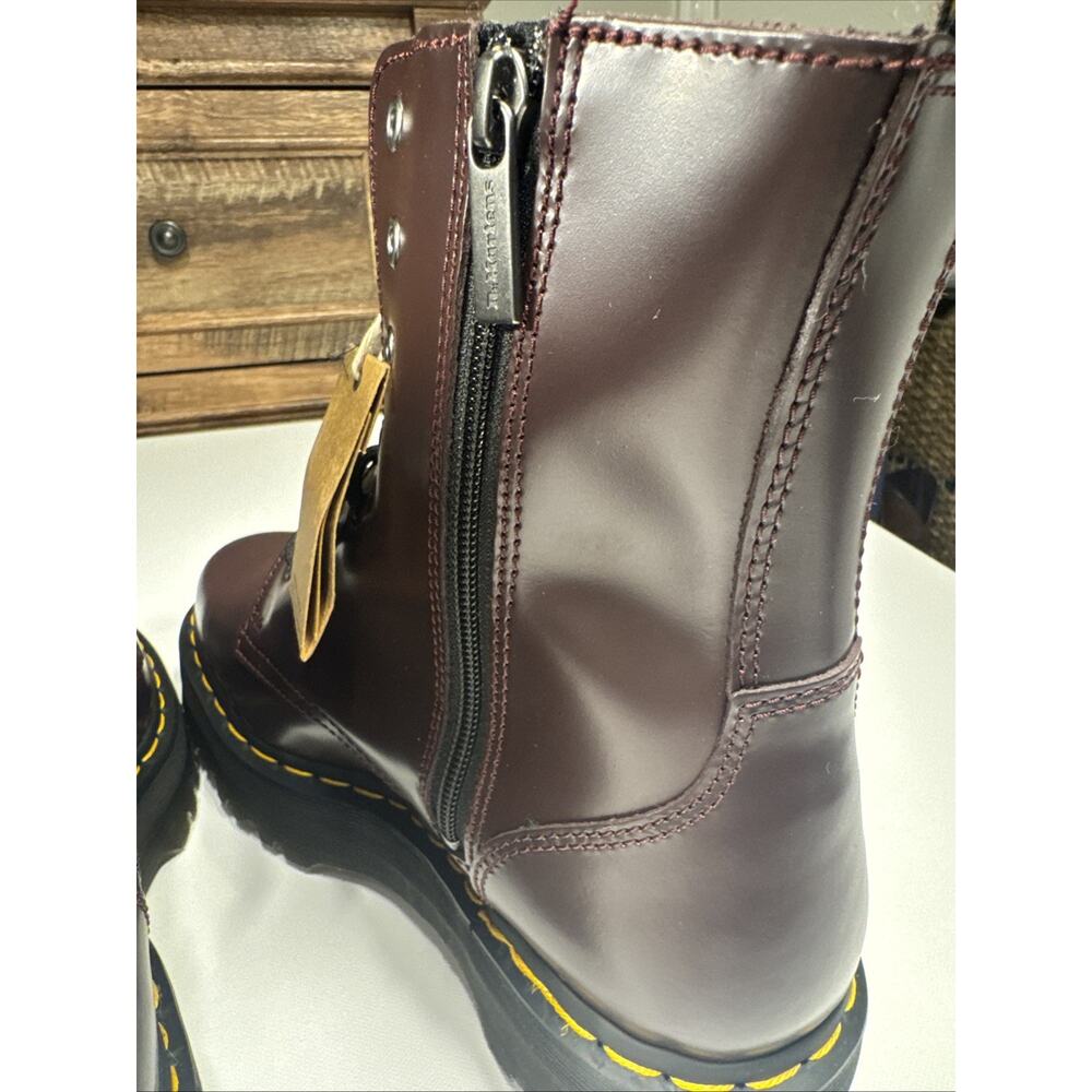 Dr. Martens Jadon Burgundy Smooth Leather Platform Boots US Men 11 Women 12 New - Picture 9 of 13